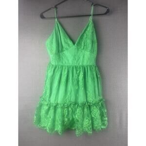 NBD Revolve Margarita Lace Strappy Tiered Minidress Size XS Kelly Green Coquette